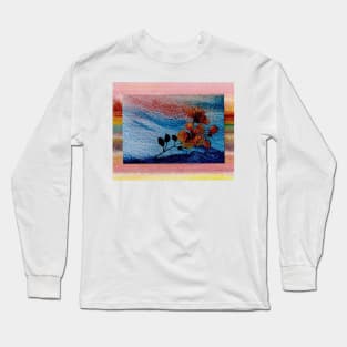 Pressed Flowers on Blue Long Sleeve T-Shirt